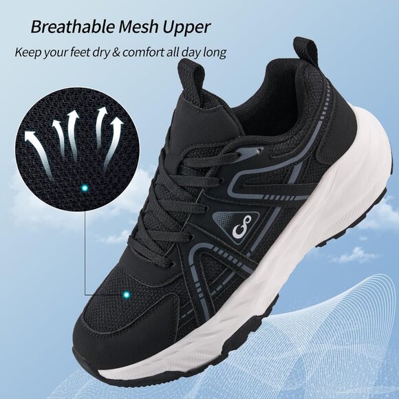 Women's Running Workout Sports Training Athletic Sneakers  Black White Shoes - Picture 4 of 7